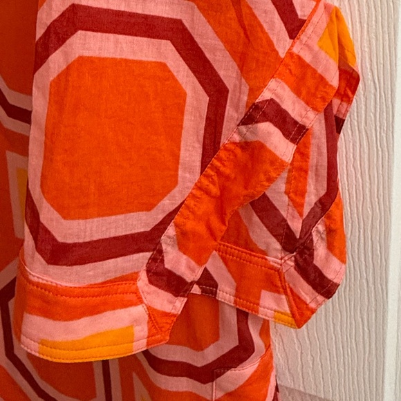 Tory Burch Long Striped Geometric Dress Size M Cotton Kaftan Swim Beach Cover - Picture 11 of 15